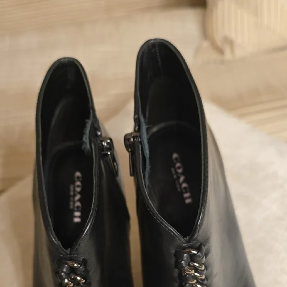Coach Black Suede Heeled Boots with Lace-Up Design - Picture 5 of 13